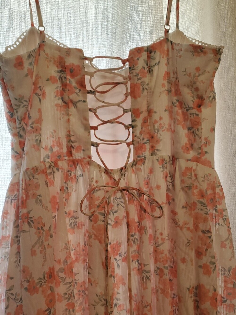 Sz LG Jessica Simpson White Dress with Coral Orange Floral Accents - Picture 6 of 11